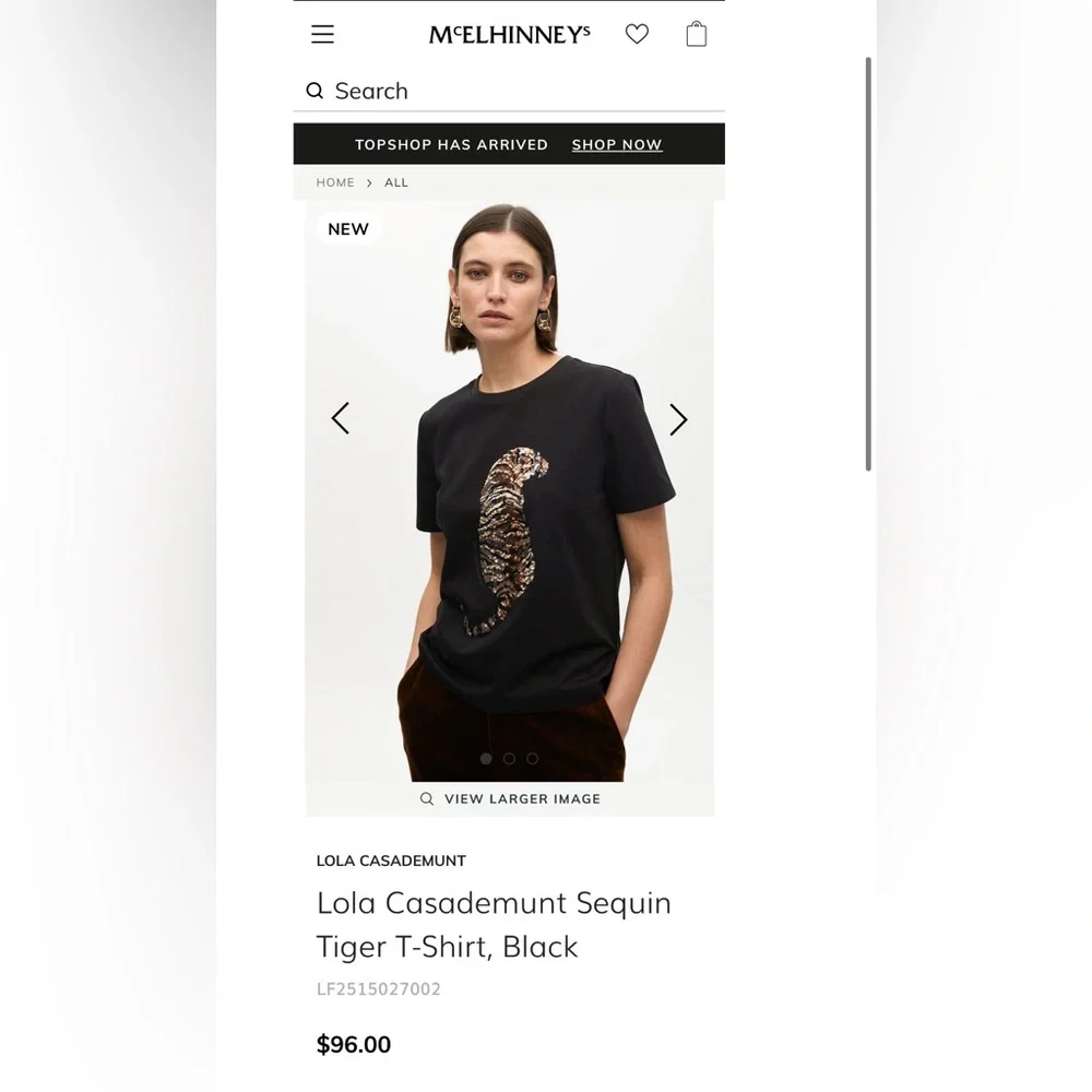 H&M Black Sequins Tiger Graphic Tee - Picture 3 of 16